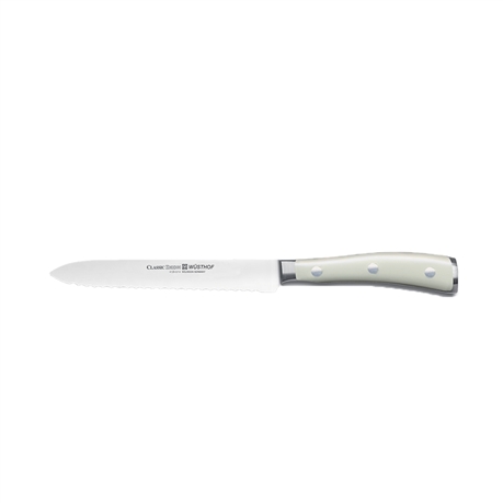 Couteau denté à saucisson forgé 14 cm Classic Ikon blanc Wüsthof - Tom Press