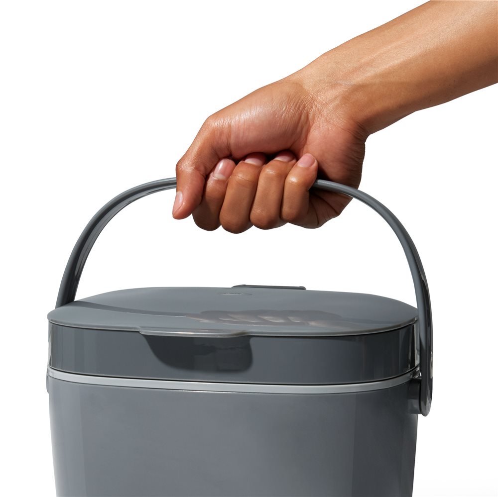 Bac à compost de cuisine gris 6,6 litres avec couvercle hygiénique