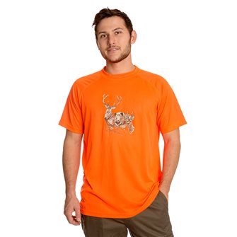 Tee shirt respirant Bartavel Diego orange L sérigraphie têtes de cerf sanglier chevreuil